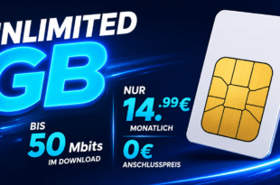 unlimited Gigabyte Allnet Flatrate bis zu 50 Mbit/s im Download nur 14.99 Euro monatlich – 0€ Anschlusspreis