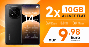 Xiaomi Redmi Note 14 Pro+ (Plus Version) mit 2x 10GB Allnet Flat nur 9.98 Euro monatlich
