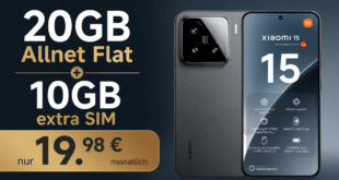 Xiaomi 15 512GB für einmalig 49 Euro mit 20GB Allnet Flat (+10GB extra SIM) nur 19.98 Euro monatlich