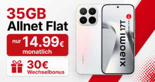 Xiaomi 17T für einmalig 29 Euro mit 35GB Allnet Flat und 30€ Wechselbonus nur 14.99 Euro monatlich