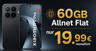 Xiaomi 17T Pro 512GB für einmalig 79 Euro mit 60GB Allnet Flatrate nur 19.99 Euro monatlich