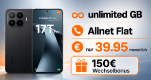 Xiaomi 17T Pro für einmalig 19 Euro mit Telekom unlimited Allnet Flat und 150€ Wechselbonus nur 39.95 Euro monatlich