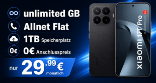 Xiaomi 17T Pro 1TB für einmalig 100 Euro mit o2 unlimited Allnet Flat nur 29.99€ monatlich - 0€ Anschlusspreis