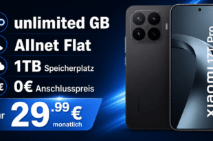 Xiaomi 17T Pro 1TB für einmalig 100 Euro mit o2 unlimited Allnet Flat nur 29.99€ monatlich - 0€ Anschlusspreis