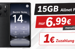 Xiaomi Redmi Note 14 5G mit 15GB Allnet Flat nur 6.99 Euro monatlich