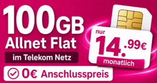 Allnet Flat 100GB im Telekom Netz nur 14.99€ monatlich