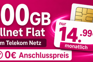 Allnet Flatrate 100GB im Telekom Netz nur 14.99€ monatlich