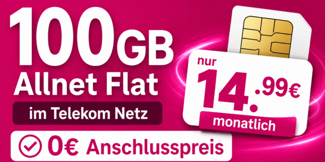 Allnet Flat 100GB im Telekom Netz nur 14.99€ monatlich
