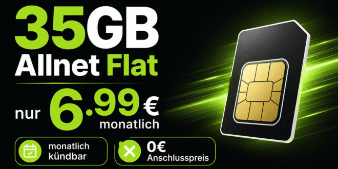 monatlich kündbar im Vodafone Netz - 35GB Allnet Flat nur 6.99€ monatlich - 0€ Anschlusspreis