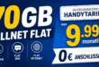 Mit Gutscheincode 70GB Allnet Flat (statt 50GB) nur 9.99€ monatlich - 0€ Anschlusspreis