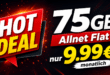 monatlich kündbar - 75GB Allnet Flat nur 9.99€ monatlich
