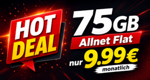 monatlich kündbar - 75GB Allnet Flat nur 9.99€ monatlich