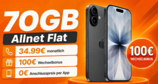 iPhone 17 für einmalig 239€ mit 70GB Allnet Flat und 100€ Wechselbonus nur 34.99€ monatlich