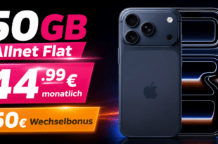 iPhone 17 Pro für einmalig 379€ mit 50GB Allnet Flat und 150€ Wechselbonus nur 44.99€ monatlich