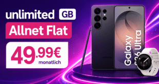 Samsung Galaxy S26 Ultra & Galaxy Watch9 für einmalig 59€ mit o2 unlimited Allnet Flat nur 49.99€ monatlich