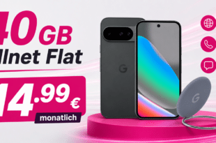 Google Pixel 10 & Pixelsnap Ring Stand für einmalig 1€ (Einsendung Altgerät) mit 40GB Allnet Flat nur 14.99€ monatlich