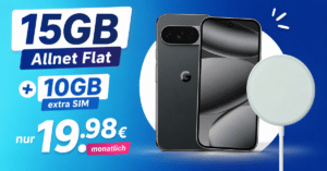 Google Pixel 10 Pro für einmalig 129€ mit 15GB Allnet Flatrate (+10GB extra SIM) nur 19.98€ monatlich