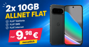 Google Pixel 10 128GB für einmalig 59€ mit 2x 10GB Allnet Flat nur 9.98€ monatlich