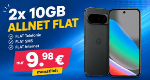 Google Pixel 10 für einmalig 59€ mit 2x 10GB Allnet Flat nur 9.98€ monatlich