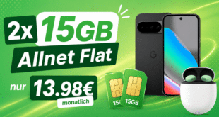 Google Pixel 10 & Pixel Buds Pro 2 für einmalig 29€ (Einsendung Altgerät) mit 2x 15GB Allnet Flat nur 13.98€ monatlich
