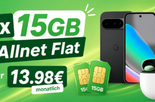 Google Pixel 10 & Pixel Buds Pro 2 für einmalig 29€ (Einsendung Altgerät) mit 2x 15GB Allnet Flat nur 13.98€ monatlich