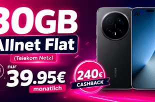 Honor Magic8 Pro für einmalig 79€ mit 30GB Allnet Flat und 240€ Cashback nur 39.95€ monatlich