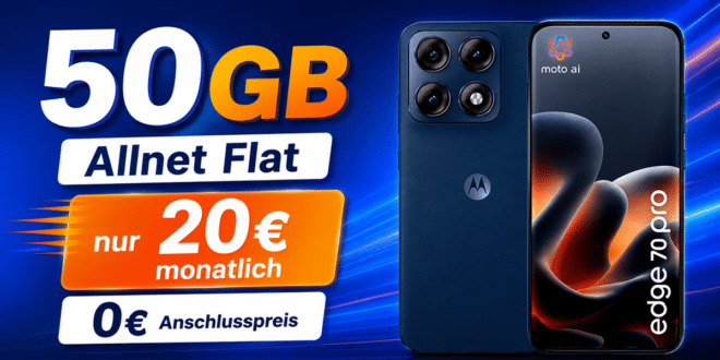 Motorola Edge 70 Pro für einmalig 109€ mit 50GB Allnet Flat nur 20€ monatlich