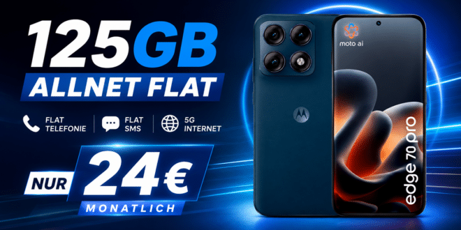 Motorola Edge 70 Pro mit 125GB Allnet Flat nur 24€ monatlich