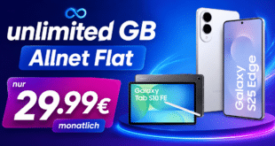 Samsung Galaxy S25 Edge & Galaxy Tab S10 FE mit o2 unlimited Allnet Flat nur 29.99€ monatlich