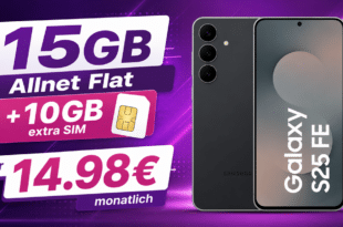 Samsung Galaxy S25 FE für einmalig 29€ mit 15GB Allnet Flatrate (+10GB SIM) nur 14.98€ monatlich