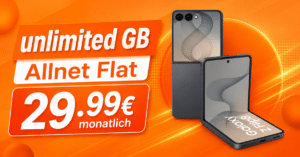 Samsung Galaxy Z Flip8 für einmalig 99€ (Einsendung Altgerät) mit o2 unlimited Allnet Flat nur 29.99€ monatlich