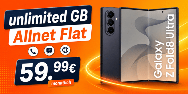 Samsung Galaxy Z Fold8 Ultra für einmalig 530€ mit o2 unlimited Allnet Flat für 59.99€ monatlich