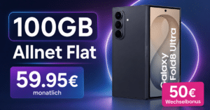 Samsung Galaxy Z Fold8 Ultra für einmalig 379€ (Einsendung Altgerät) mit 100GB Allnet Flat und 50€ Wechselbonus für 59.95€ monatlich