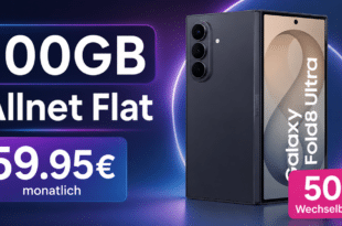 Samsung Galaxy Z Fold8 Ultra für einmalig 379€ (Einsendung Altgerät) mit 100GB Allnet Flat und 50€ Wechselbonus für 59.95€ monatlich