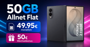 Samsung Galaxy Z Fold8 für einmalig 549€ (Einsendung Altgerät) mit 50GB Allnet Flat und 50€ Wechselbonus für 49.95€ monatlich