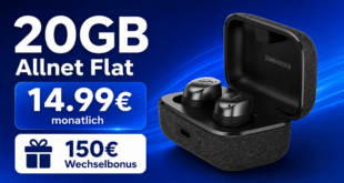 Sennheiser Momentum True Wireless 4 mit 20GB Allnet Flat und 150€ Wechselbonus nur 14.99€ monatlich