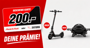 Vodafone GigaZuhause: 300 Mbit/s mit 200€ Cashback oder Geschenk + E-Scooter bzw. Weber Gasgrill für nur 1€