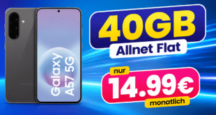Samsung Galaxy A57 für einmalig 99€ mit 40GB Allnet Flat nur 14.99€ monatlich