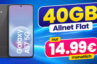 Samsung Galaxy A57 für einmalig 99€ mit 40GB Allnet Flat nur 14.99€ monatlich
