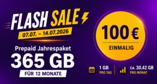 congstar Flash Sale: 365 GB Prepaid Jahrespaket für nur 100 Euro!