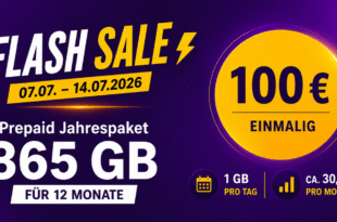 congstar Flash Sale: 365 GB Prepaid Jahrespaket für nur 100 Euro!