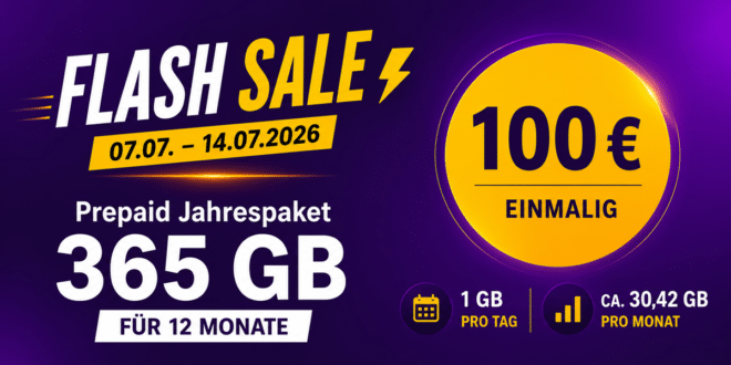 congstar Flash Sale: 365 GB Prepaid Jahrespaket für nur 100 Euro!