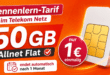 Testkarte - 50GB Allnet Flat einmalig nur 1€ - endet automatisch nach 1 Monat