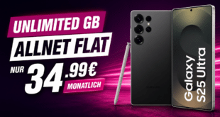 Samsung Galaxy S25 Ultra mit o2 unlimited GB Allnet Flat nur 34.99€ monatlich