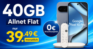 Google Pixel 10 Pro & Google TV Streamer & Pixelsnap Ring Stand mit 40GB Allnet Flat nur 39.49€ monatlich