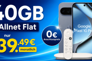 Google Pixel 10 Pro & Google TV Streamer & Pixelsnap Ring Stand mit 40GB Allnet Flat nur 39.49€ monatlich