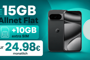 Google Pixel 10 Pro & Pixelsnap-Ladegerät mit 15GB Allnet Flat (+10GB extra SIM) nur 24.98 Euro monatlich