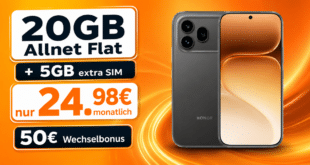 Honor 600 Pro für einmalig 99€ mit 20GB Allnet Flat (+5GB extra SIM) und 50€ Wechselbonus nur 24.98€ monatlich