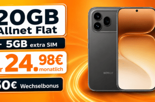 Honor 600 Pro für einmalig 99€ mit 20GB Allnet Flat (+5GB extra SIM) und 50€ Wechselbonus nur 24.98€ monatlich