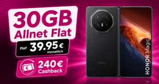 Honor Magic V6 mit Vertrag - 512GB einmalig 789€ mit 30GB Allnet Flat und 240€ Cashback für 39.95€ monatlich